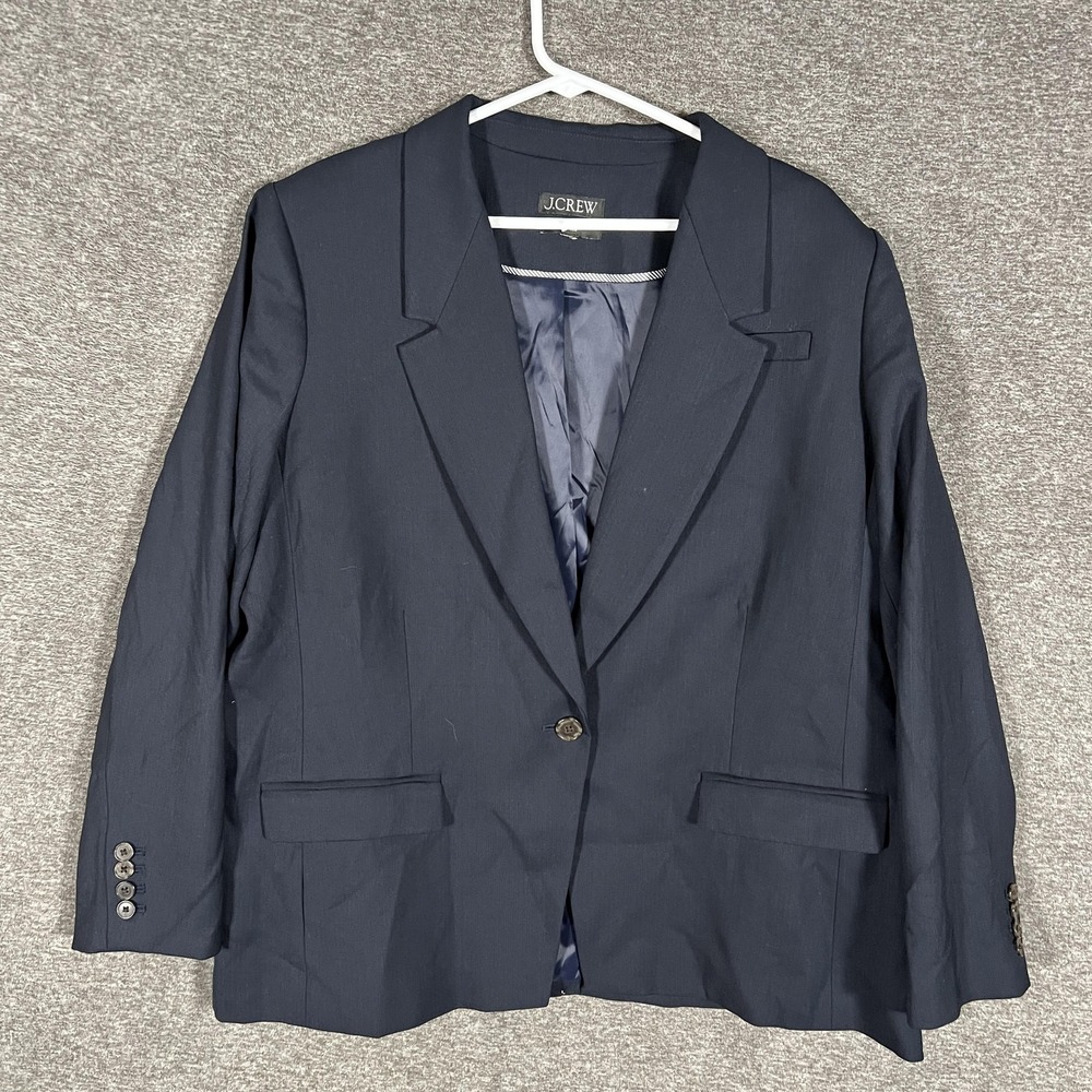 J Crew Willa Blazer Womens‎ Large? Blue Italian Fabric Tailored Work Jacket